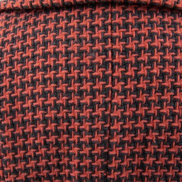Vintage 10 Wool Houndstooth Tweed Pea Coat Coral - Picture 2 of 10